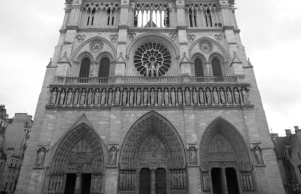 Detailed architecture of Notre-Dame Cathedral by Stephen Je